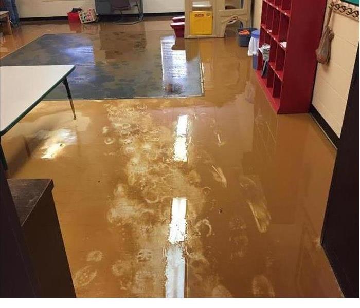 Flooded church  after water line breaks 